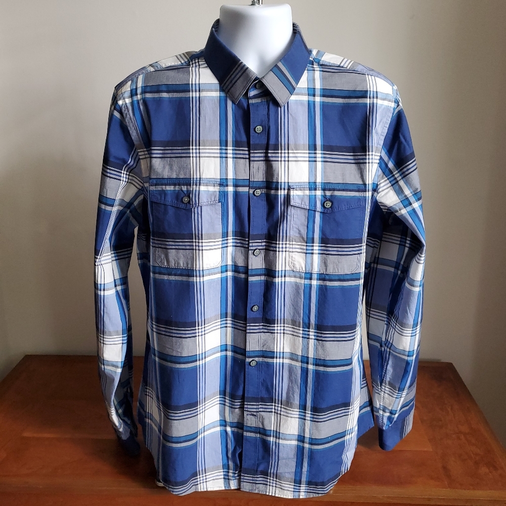 Mens Long Sleeve Plaid Button Up Shirt